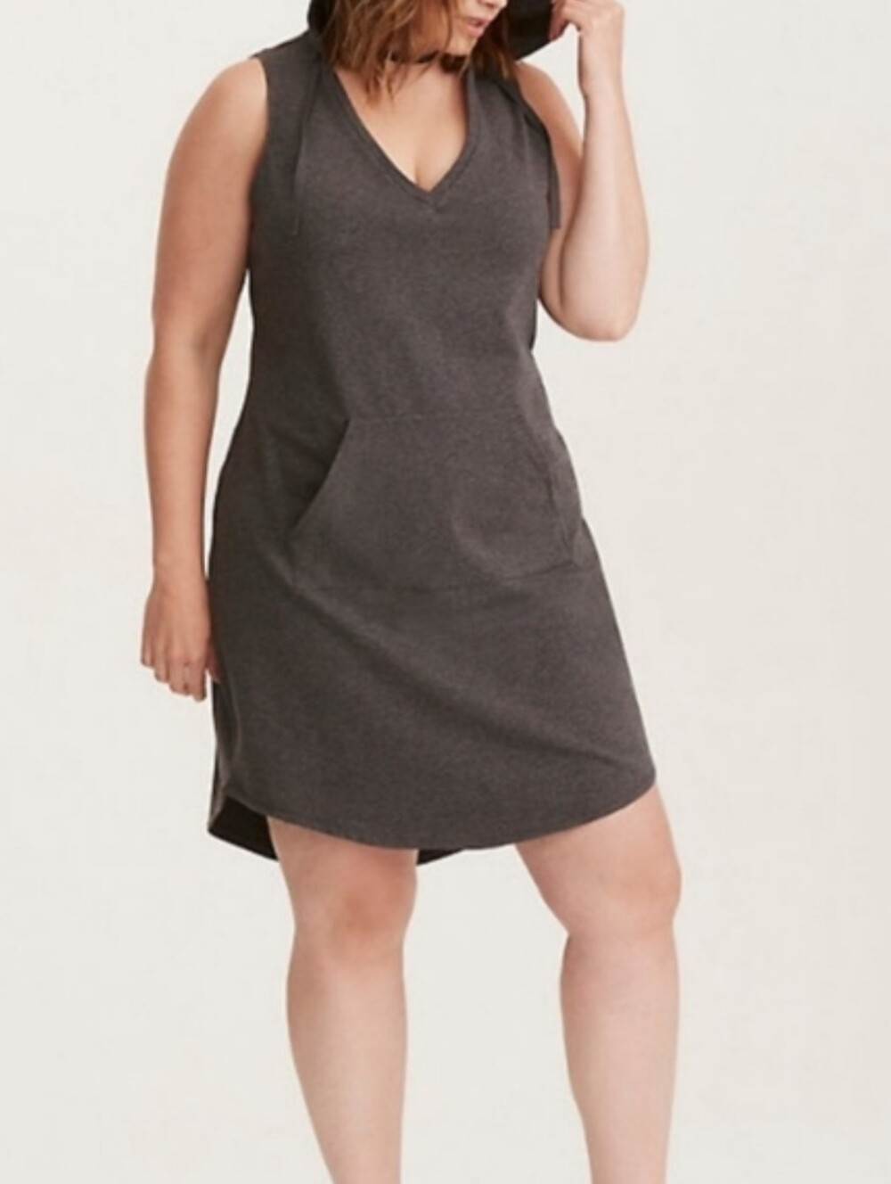 Torrid Gray French Terry Hoodie Lightweight Sleeveless Casual Dress Size 1